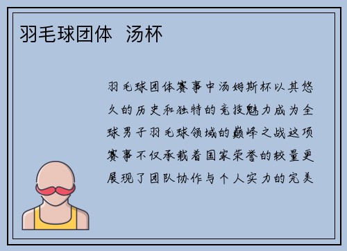 羽毛球团体  汤杯